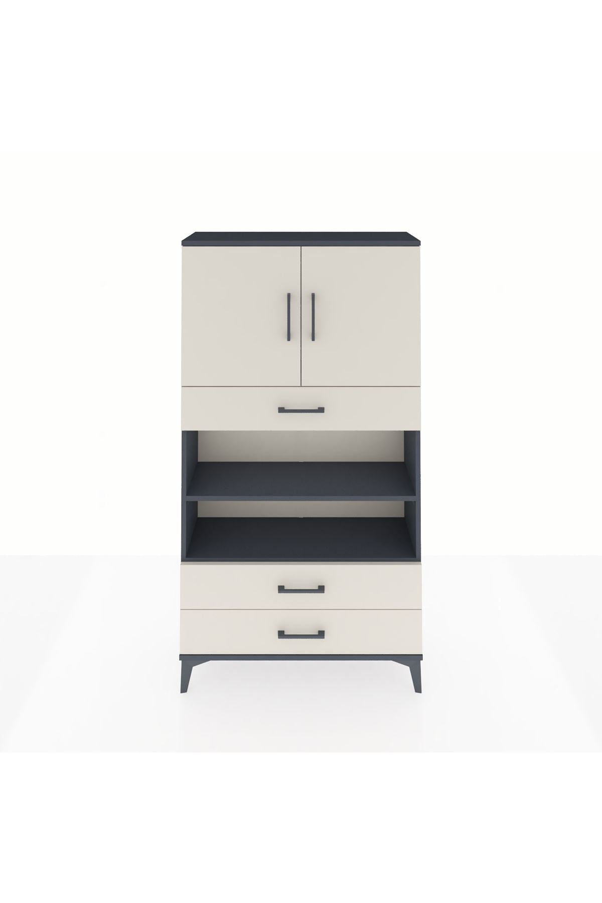 Arges Dolap 4 Raflı 3 Çekmeceli 2 Kapaklı 88x30x163 - S21M093V4A