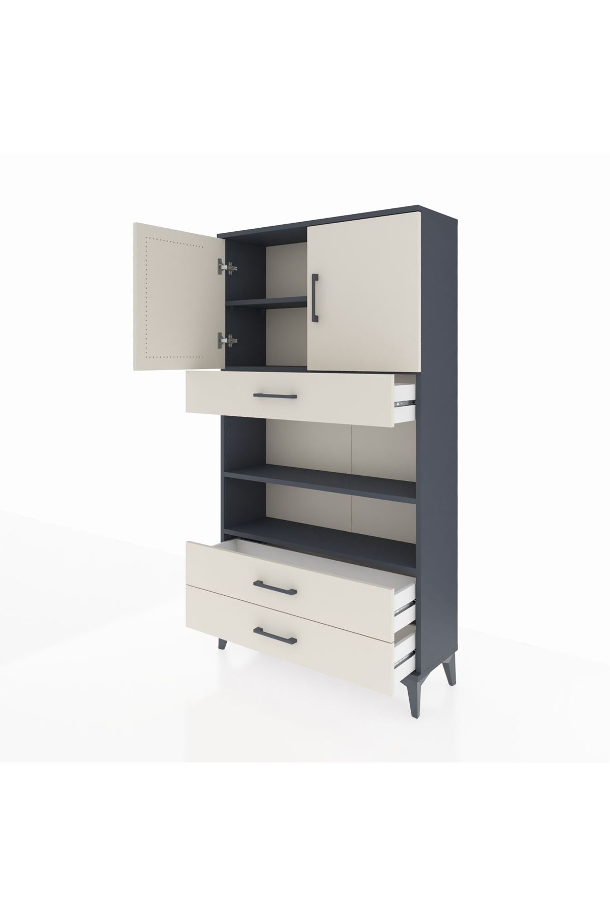 Arges Dolap 4 Raflı 3 Çekmeceli 2 Kapaklı 88x30x163 - S21M093V4A