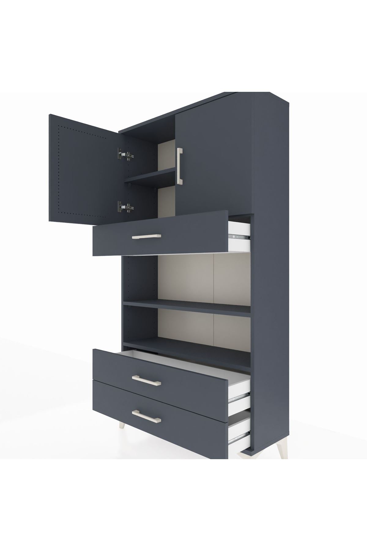 Arges Dolap 4 Raflı 3 Çekmeceli 2 Kapaklı 88x30x163 - S21M093V5A