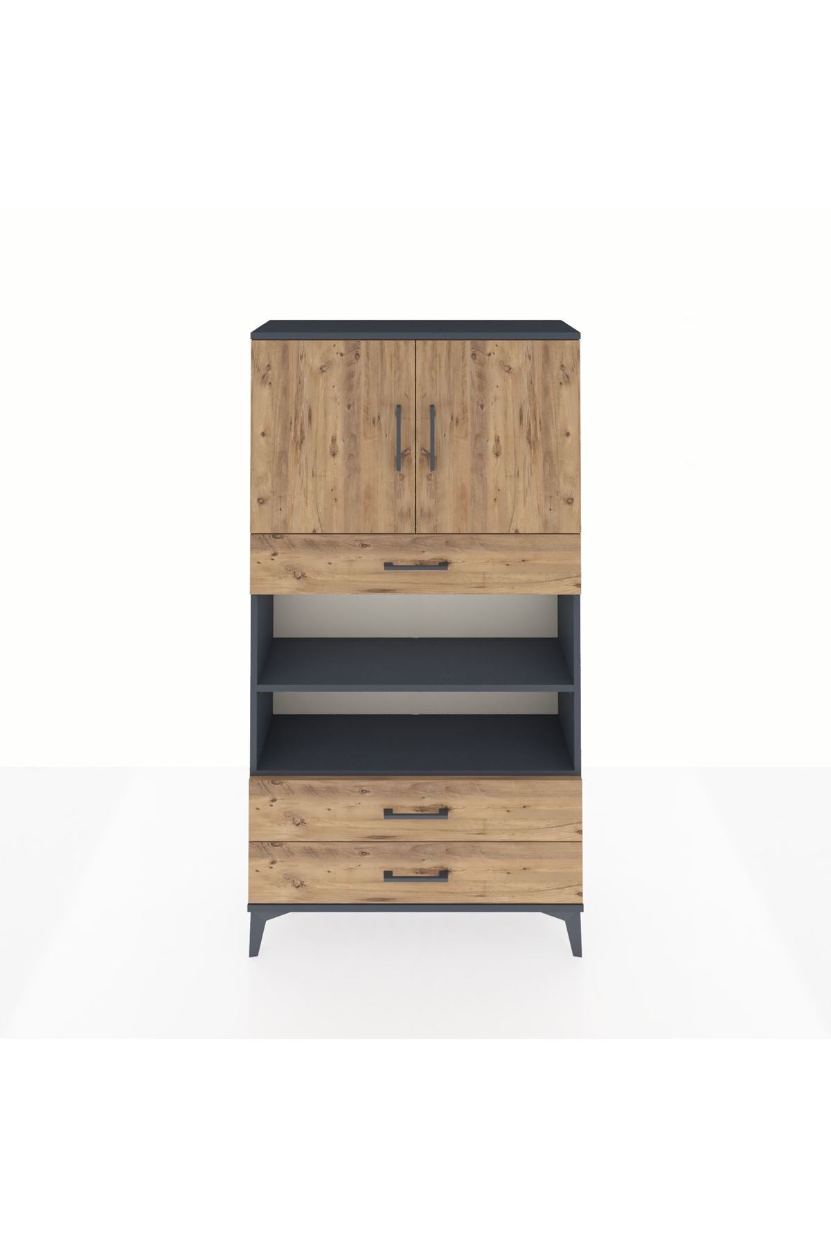 Arges Dolap 4 Raflı 3 Çekmeceli 2 Kapaklı 88x30x163 - S21M093V6A
