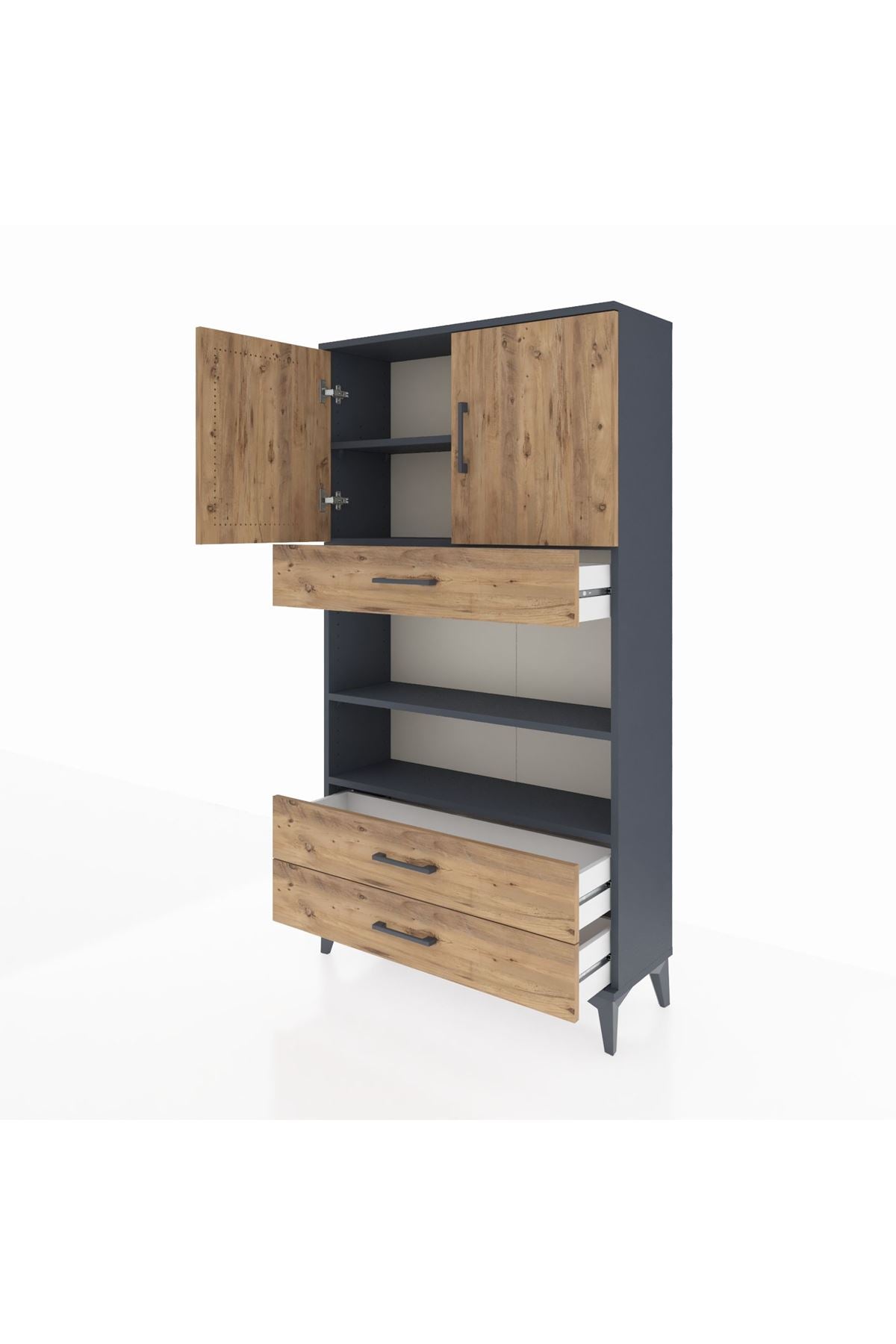 Arges Dolap 4 Raflı 3 Çekmeceli 2 Kapaklı 88x30x163 - S21M093V6A