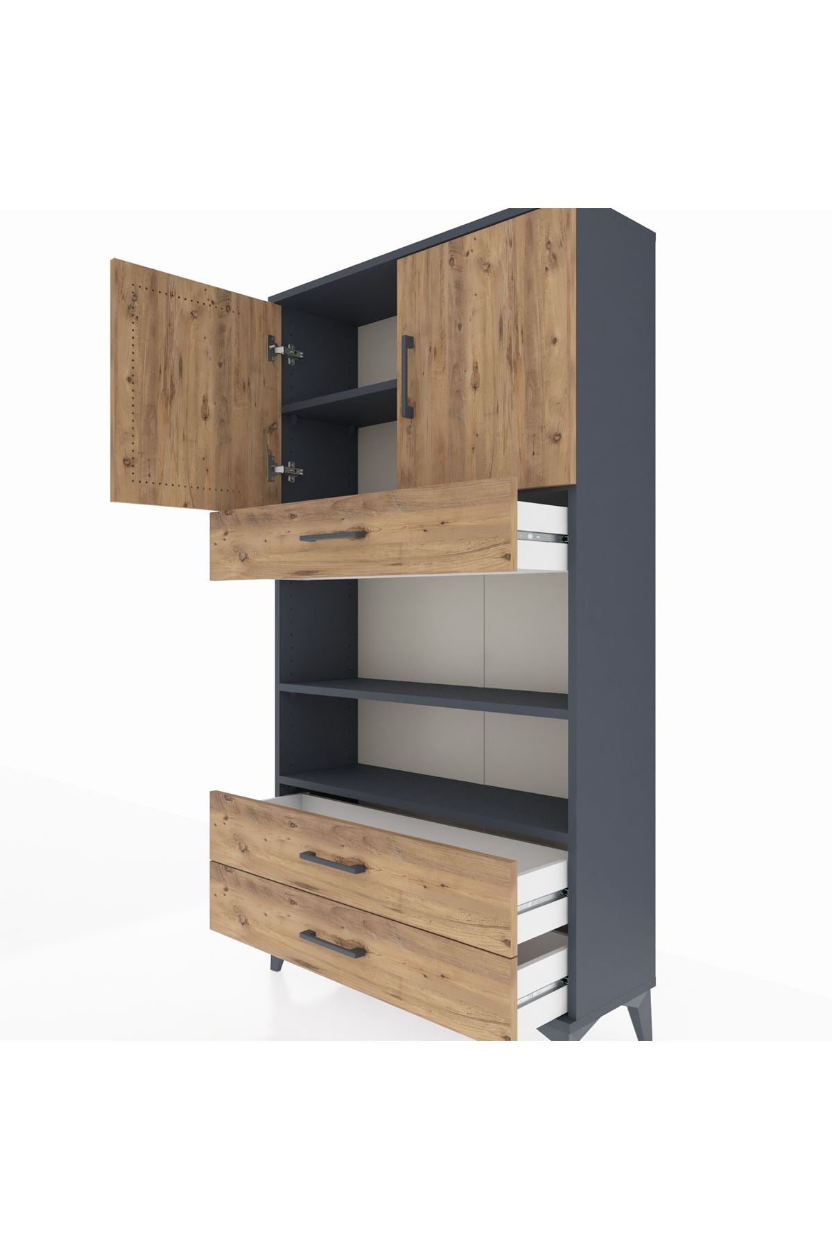 Arges Dolap 4 Raflı 3 Çekmeceli 2 Kapaklı 88x30x163 - S21M093V6A