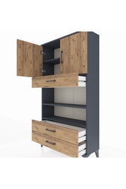 Arges Dolap 4 Raflı 3 Çekmeceli 2 Kapaklı 88x30x163 - S21M093V6A