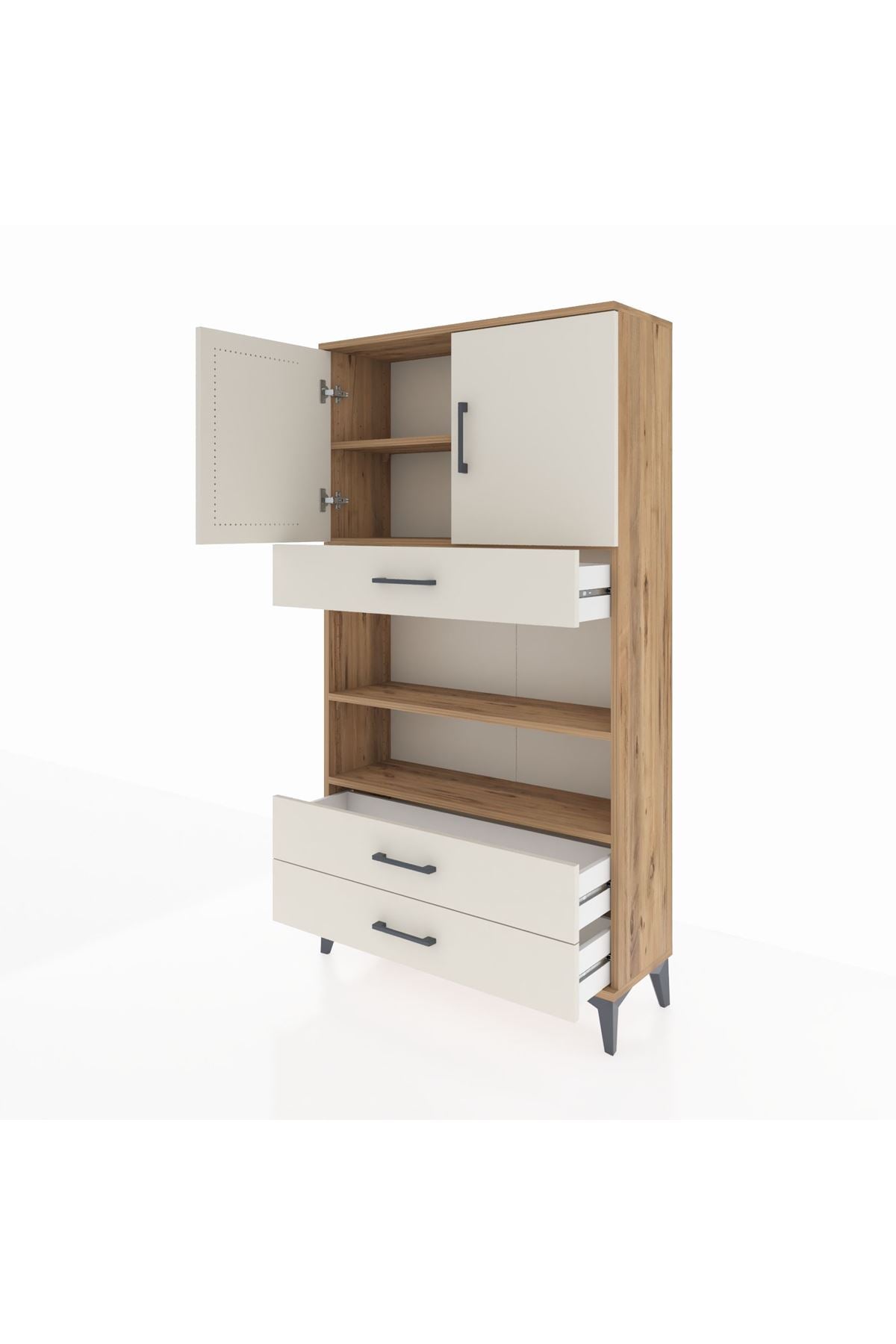 Arges Dolap 4 Raflı 3 Çekmeceli 2 Kapaklı 88x30x163 - S21M093V7A