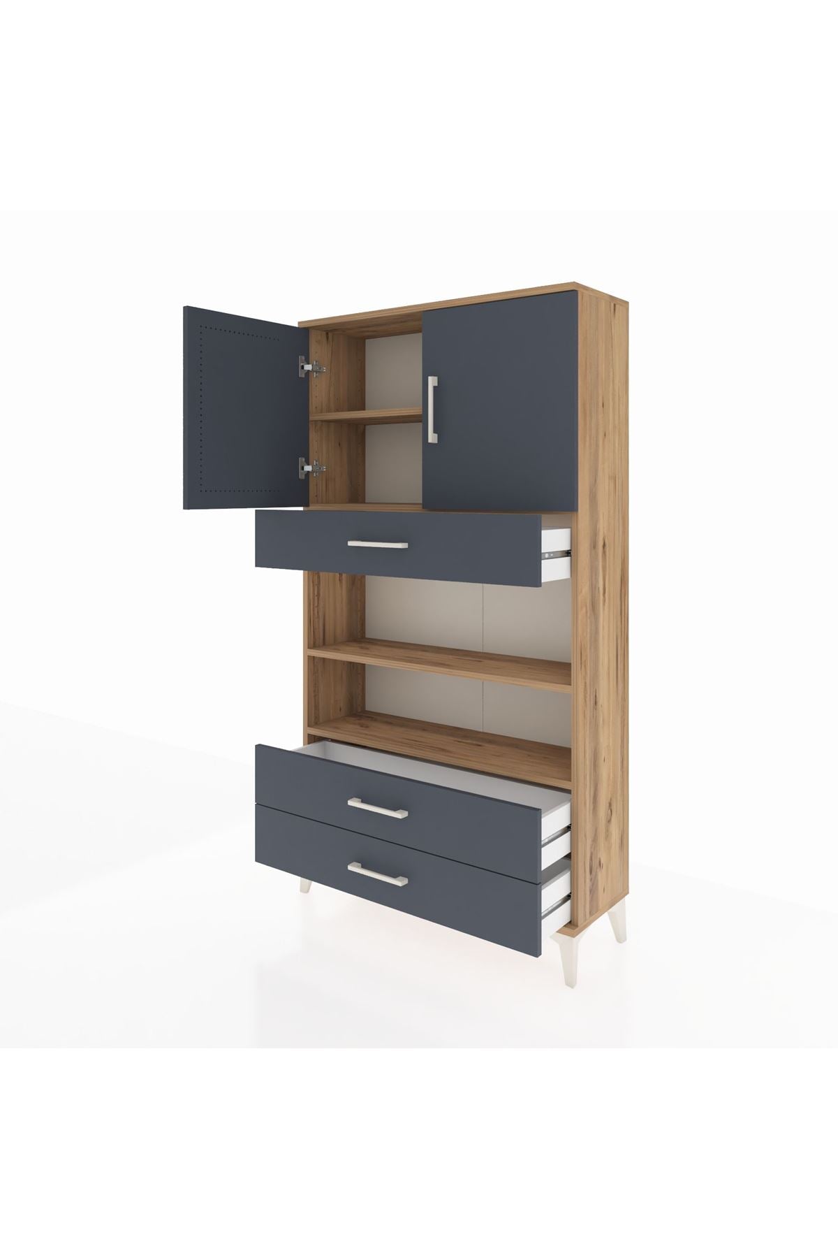 Arges Dolap 4 Raflı 3 Çekmeceli 2 Kapaklı 88x30x163 - S21M093V8A