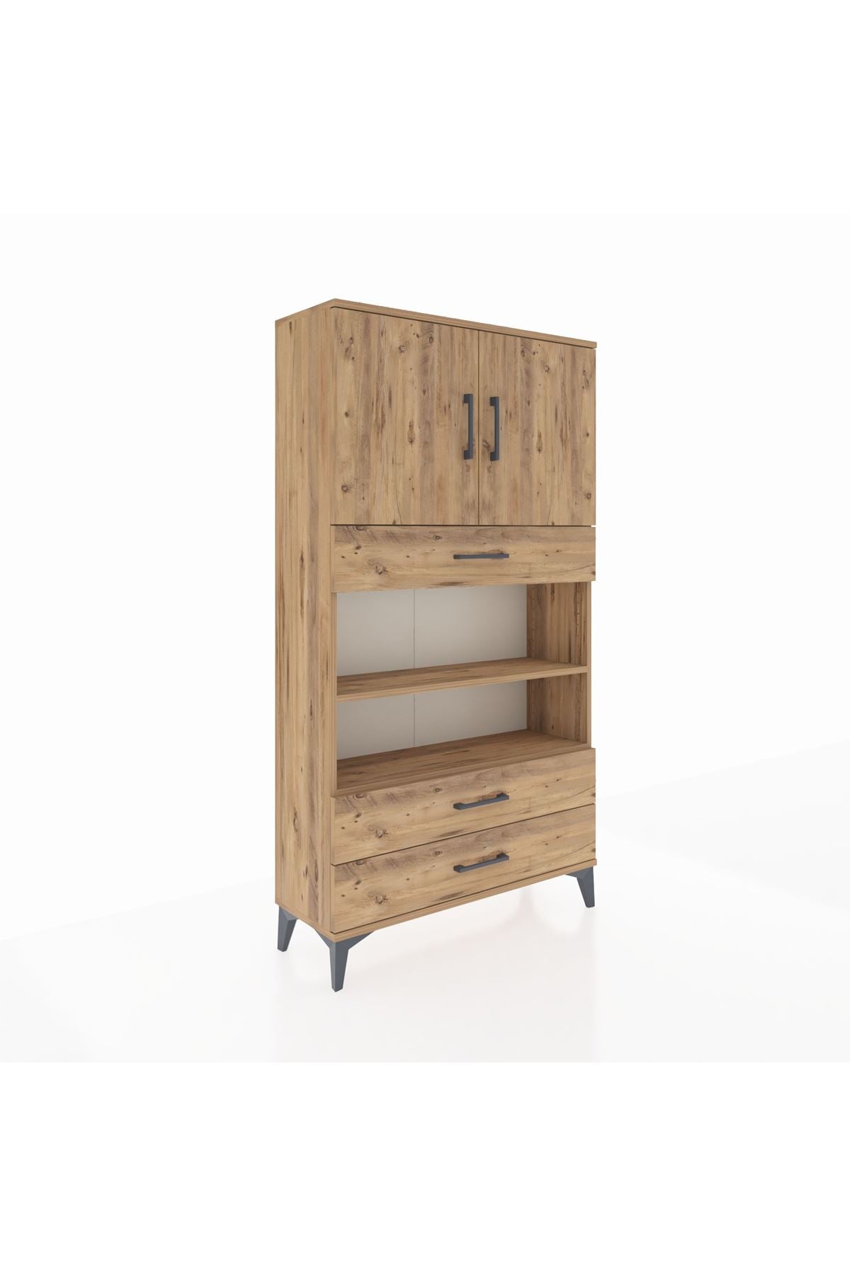 Arges Dolap 4 Raflı 3 Çekmeceli 2 Kapaklı 88x30x163 - S21M093V9A