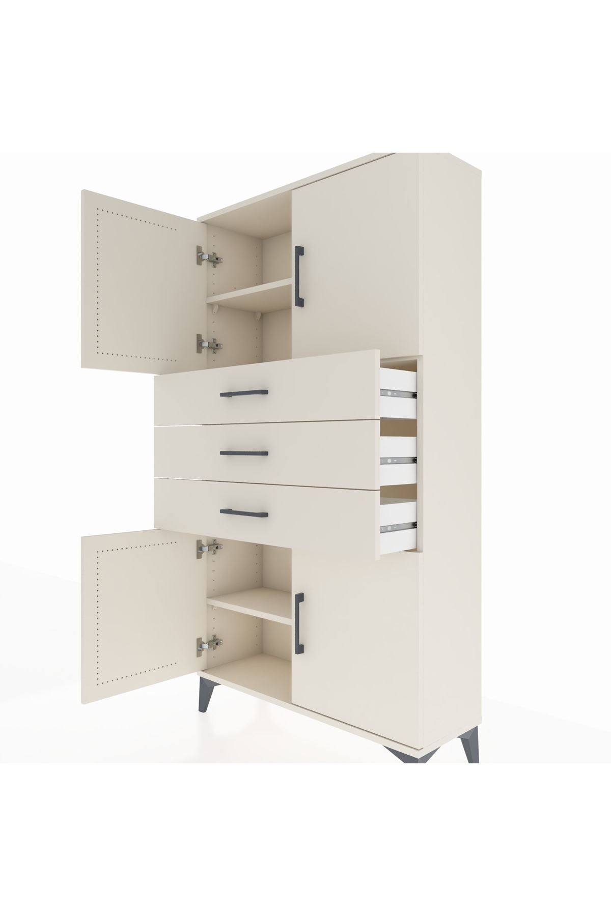 Arges Dolap 3 Raflı 3 Çekmeceli 4 Kapaklı 88x30x163 - S21M095V1A