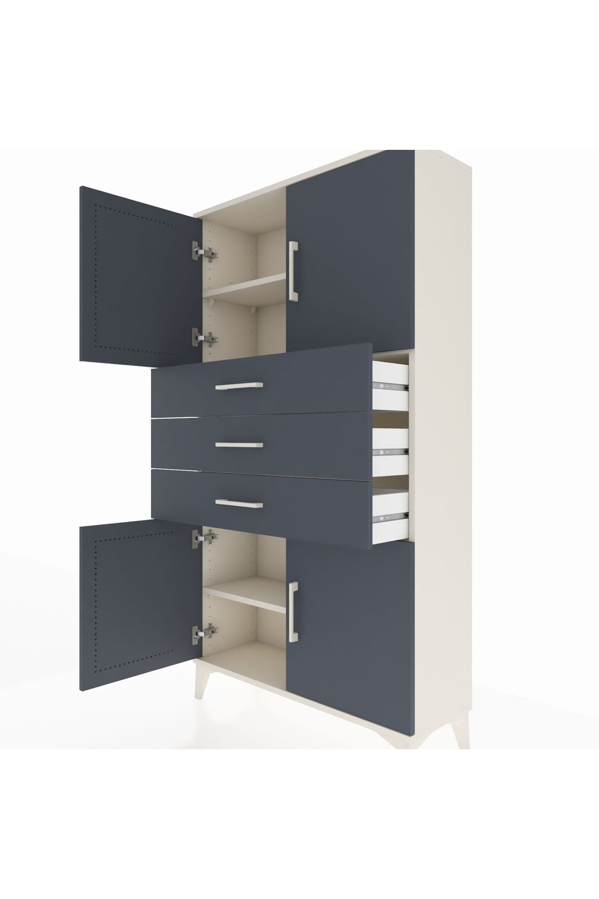 Arges Dolap 3 Raflı 3 Çekmeceli 4 Kapaklı 88x30x163 - S21M095V2A