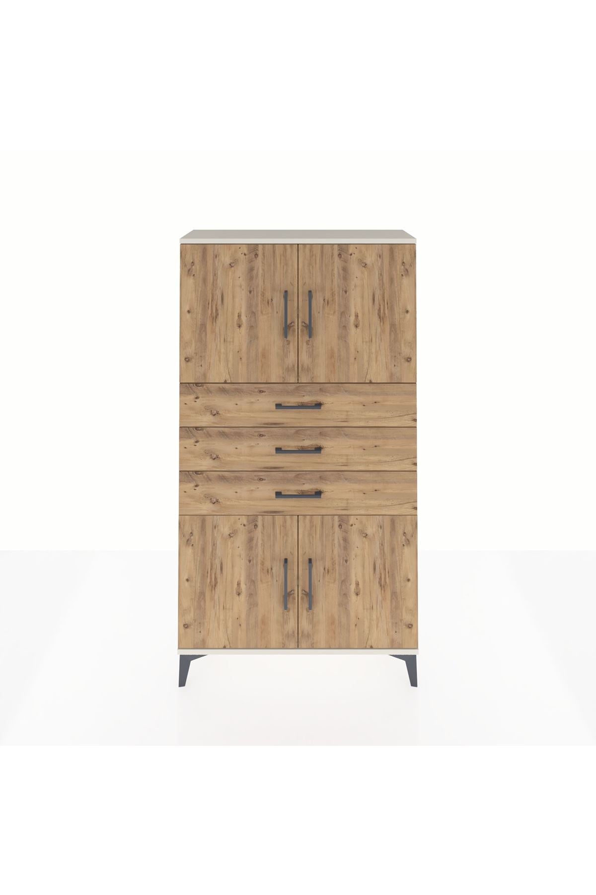 Arges Dolap 3 Raflı 3 Çekmeceli 4 Kapaklı 88x30x163 - S21M095V3A
