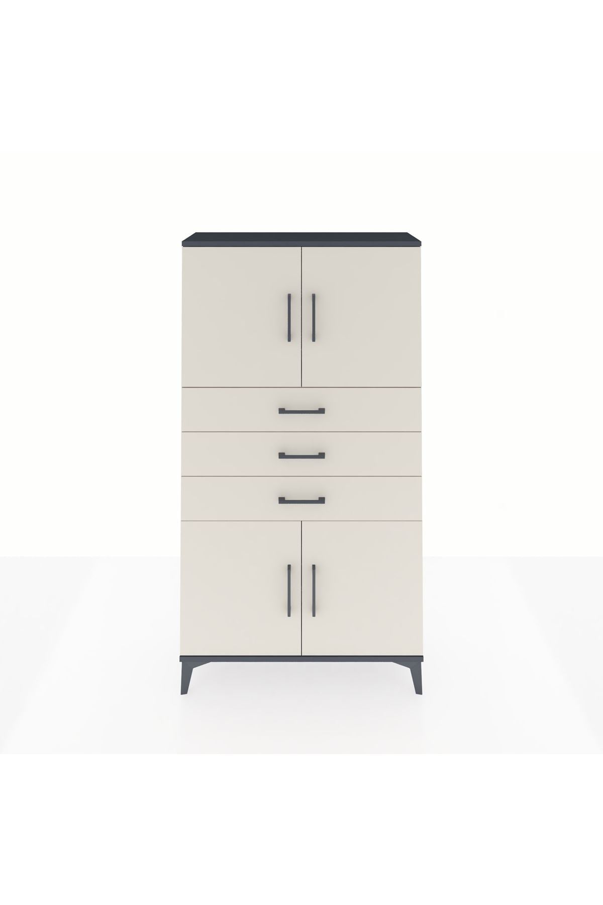 Arges Dolap 3 Raflı 3 Çekmeceli 4 Kapaklı 88x30x163 - S21M095V4A