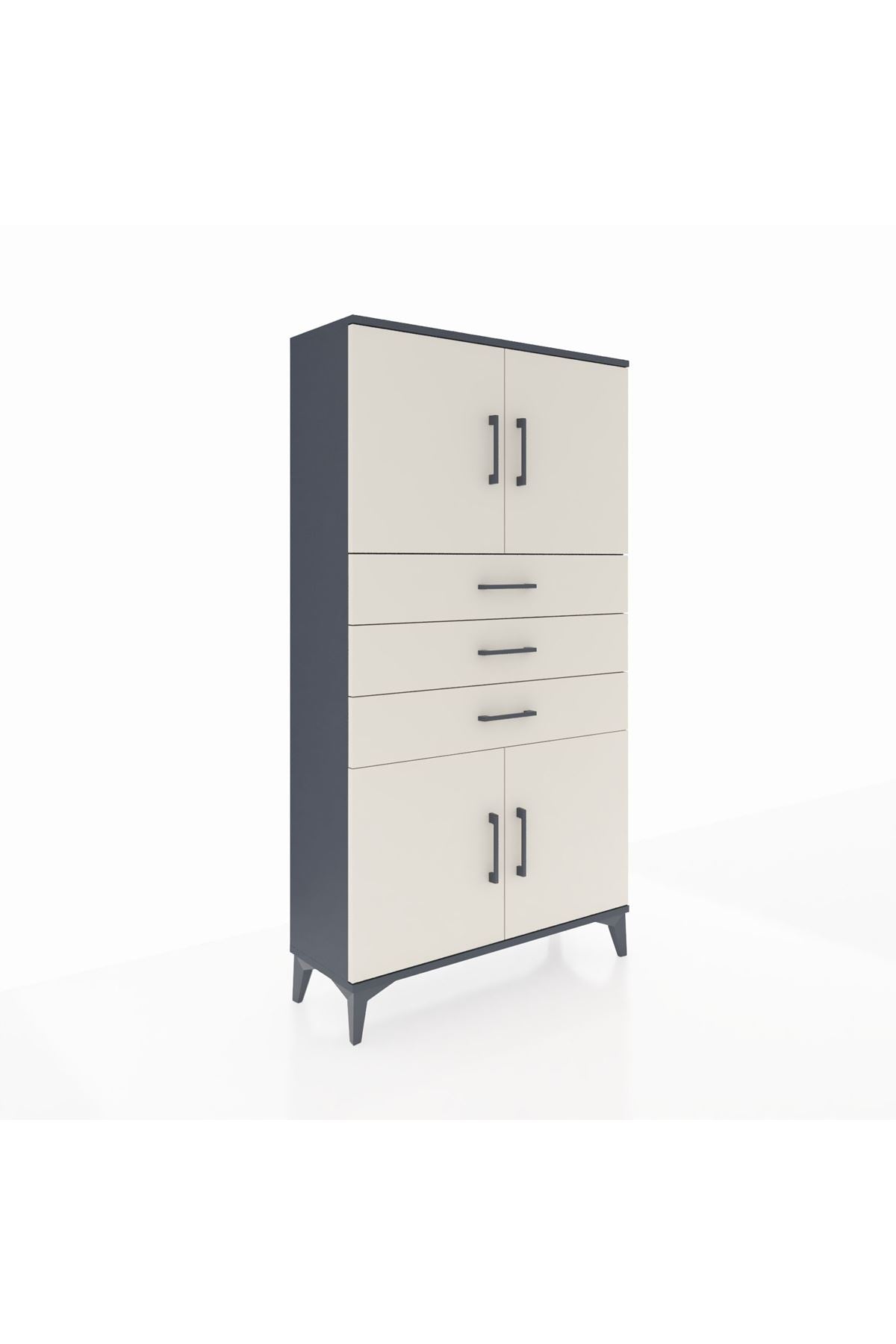 Arges Dolap 3 Raflı 3 Çekmeceli 4 Kapaklı 88x30x163 - S21M095V4A