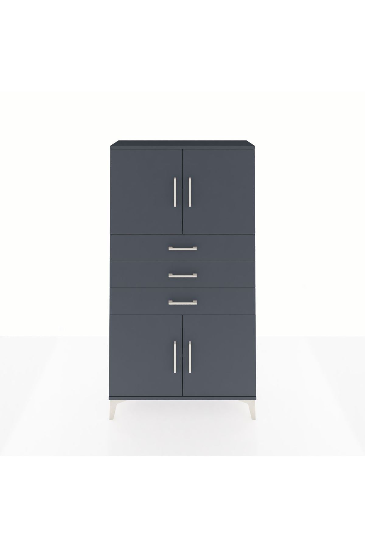 Arges Dolap 3 Raflı 3 Çekmeceli 4 Kapaklı 88x30x163 - S21M095V5A
