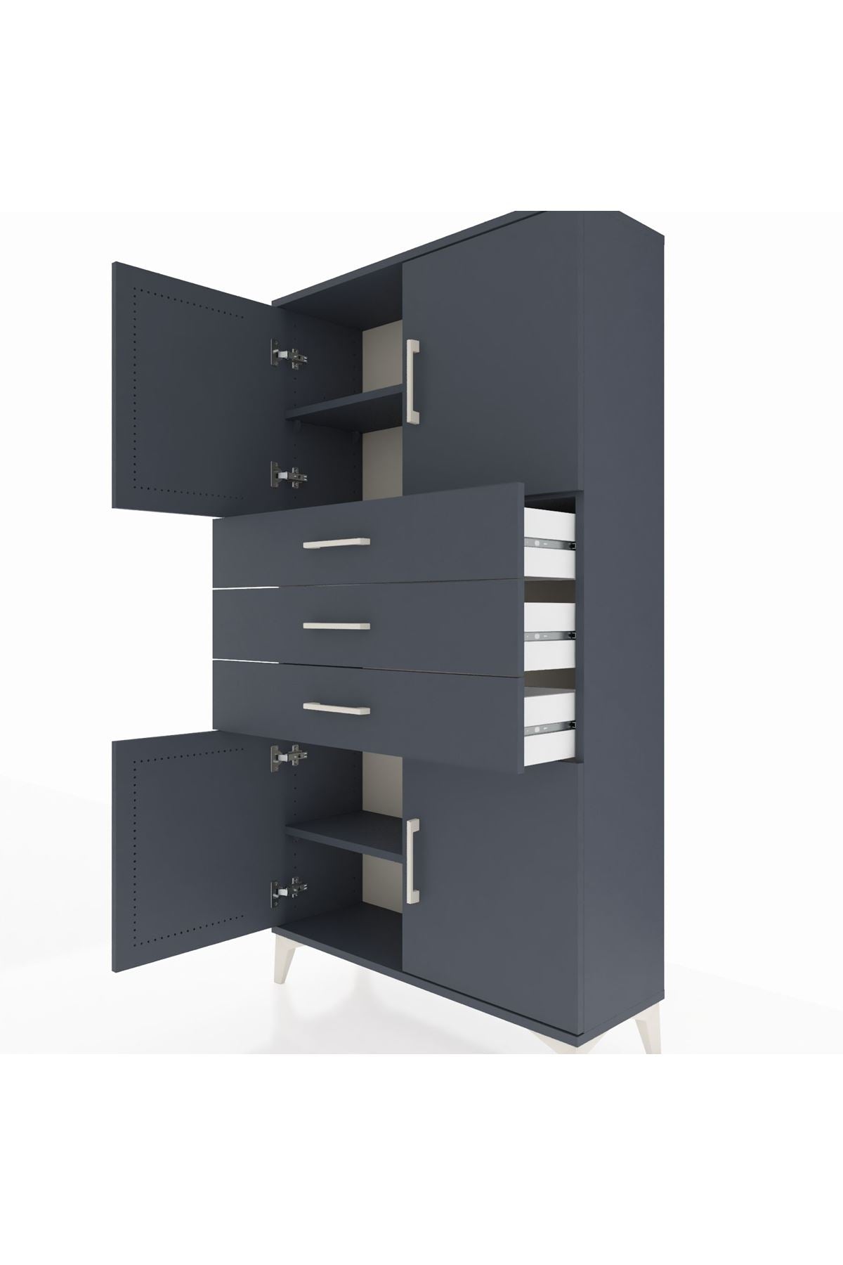 Arges Dolap 3 Raflı 3 Çekmeceli 4 Kapaklı 88x30x163 - S21M095V5A