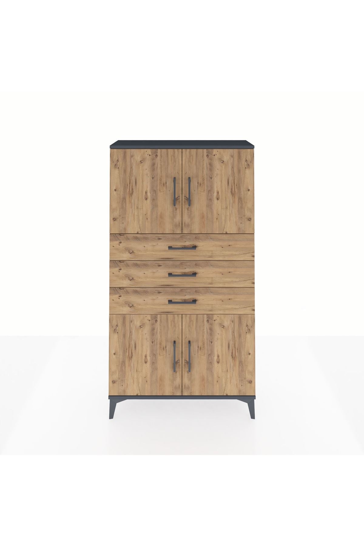 Arges Dolap 3 Raflı 3 Çekmeceli 4 Kapaklı 88x30x163 - S21M095V6A
