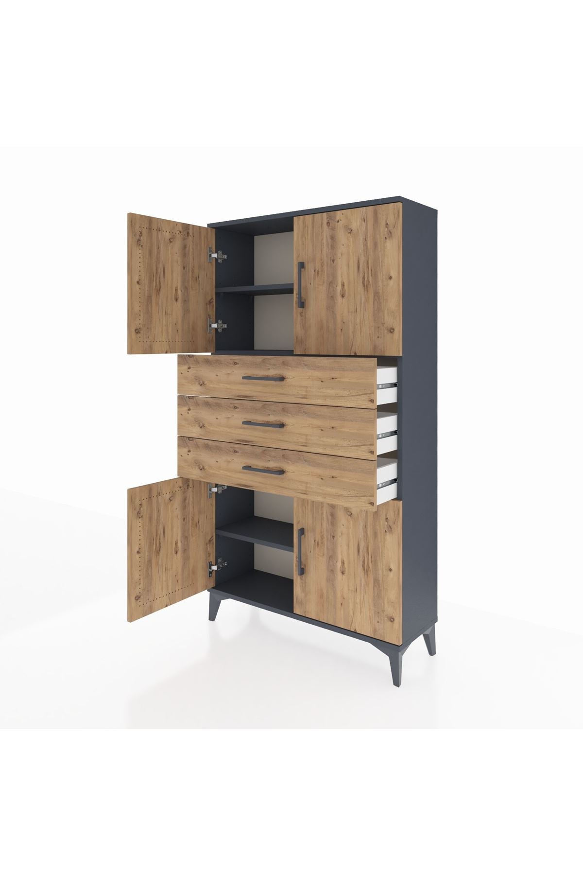 Arges Dolap 3 Raflı 3 Çekmeceli 4 Kapaklı 88x30x163 - S21M095V6A