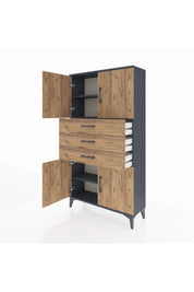 Arges Dolap 3 Raflı 3 Çekmeceli 4 Kapaklı 88x30x163 - S21M095V6A
