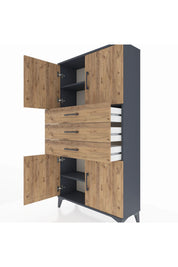Arges Dolap 3 Raflı 3 Çekmeceli 4 Kapaklı 88x30x163 - S21M095V6A