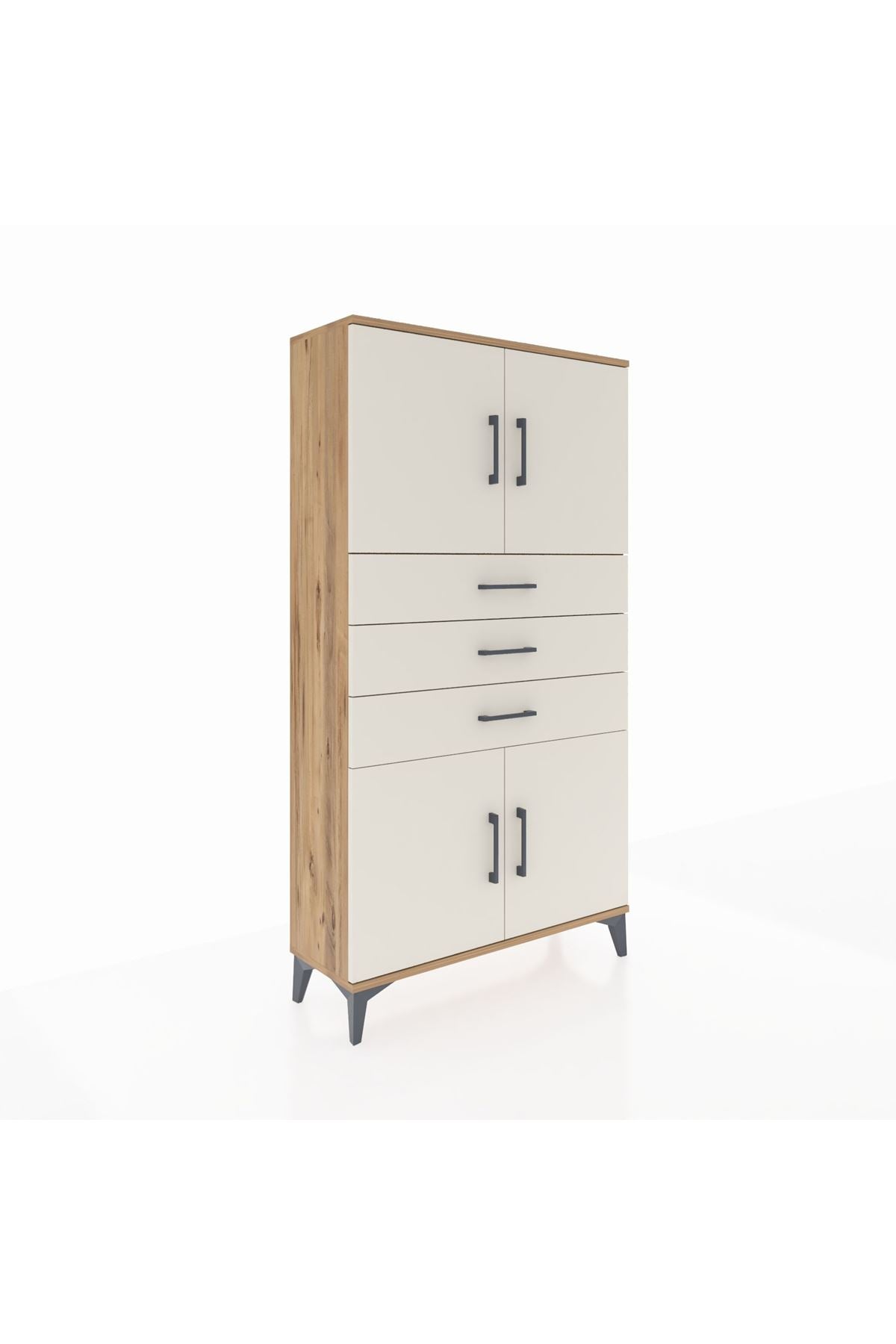 Arges Dolap 3 Raflı 3 Çekmeceli 4 Kapaklı 88x30x163 - S21M095V7A