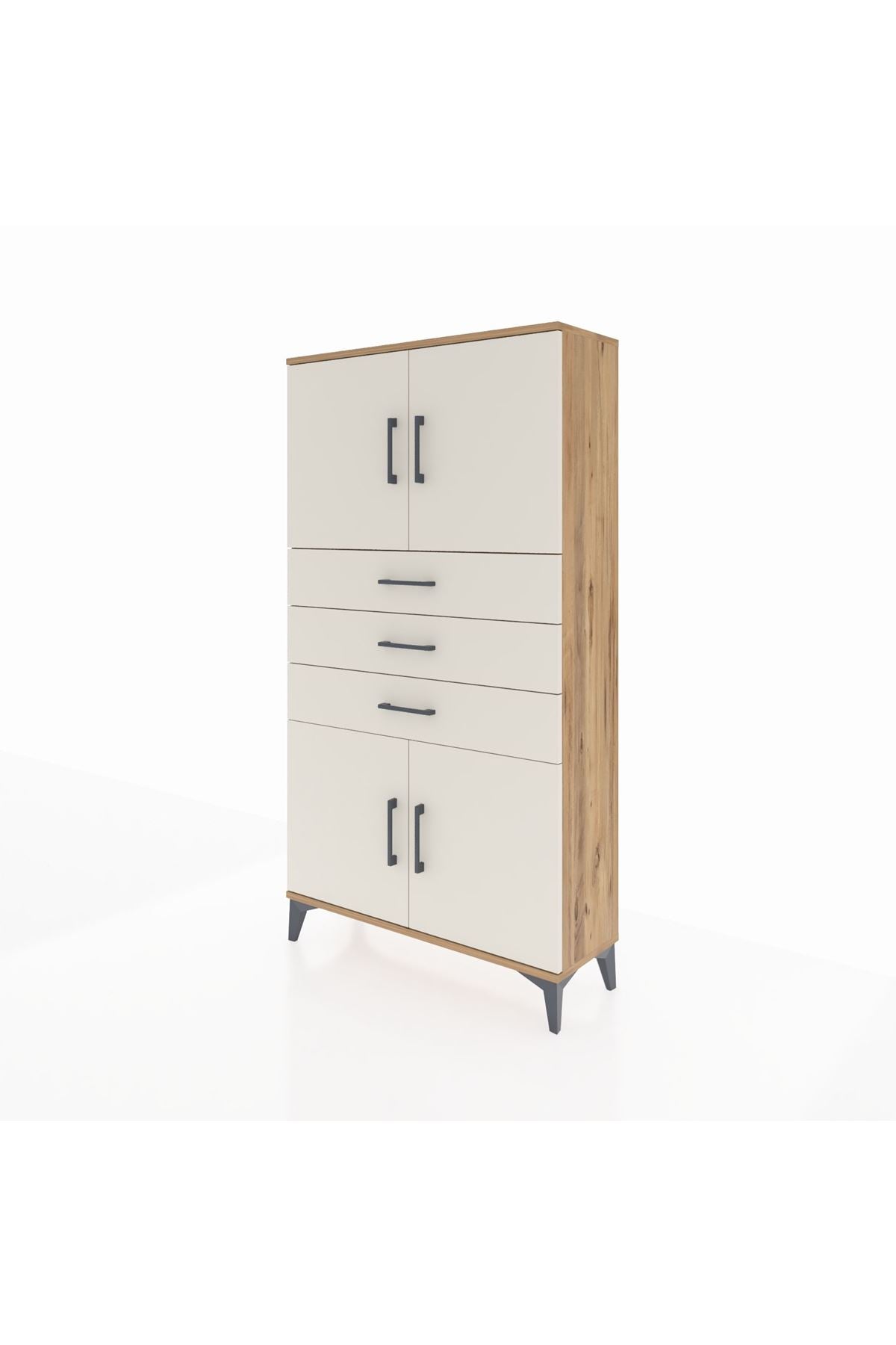 Arges Dolap 3 Raflı 3 Çekmeceli 4 Kapaklı 88x30x163 - S21M095V7A