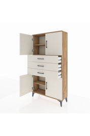 Arges Dolap 3 Raflı 3 Çekmeceli 4 Kapaklı 88x30x163 - S21M095V7A