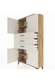 Arges Dolap 3 Raflı 3 Çekmeceli 4 Kapaklı 88x30x163 - S21M095V7A
