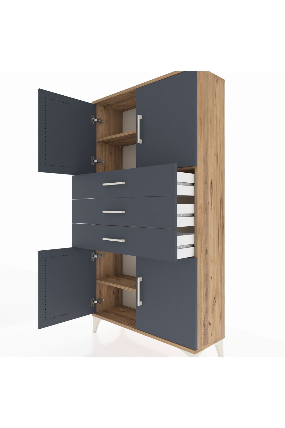 Arges Dolap 3 Raflı 3 Çekmeceli 4 Kapaklı 88x30x163 - S21M095V8A