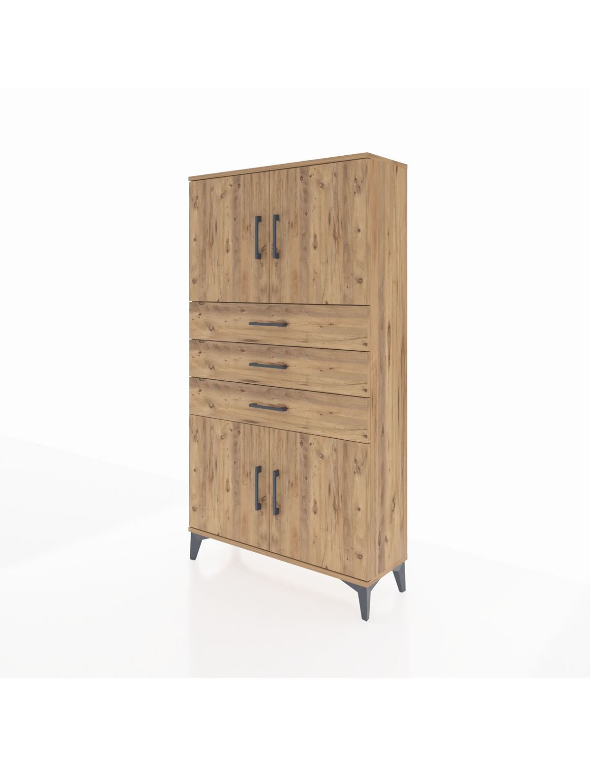 Arges Dolap 3 Raflı 3 Çekmeceli 4 Kapaklı 88x30x163 - S21M095V9A