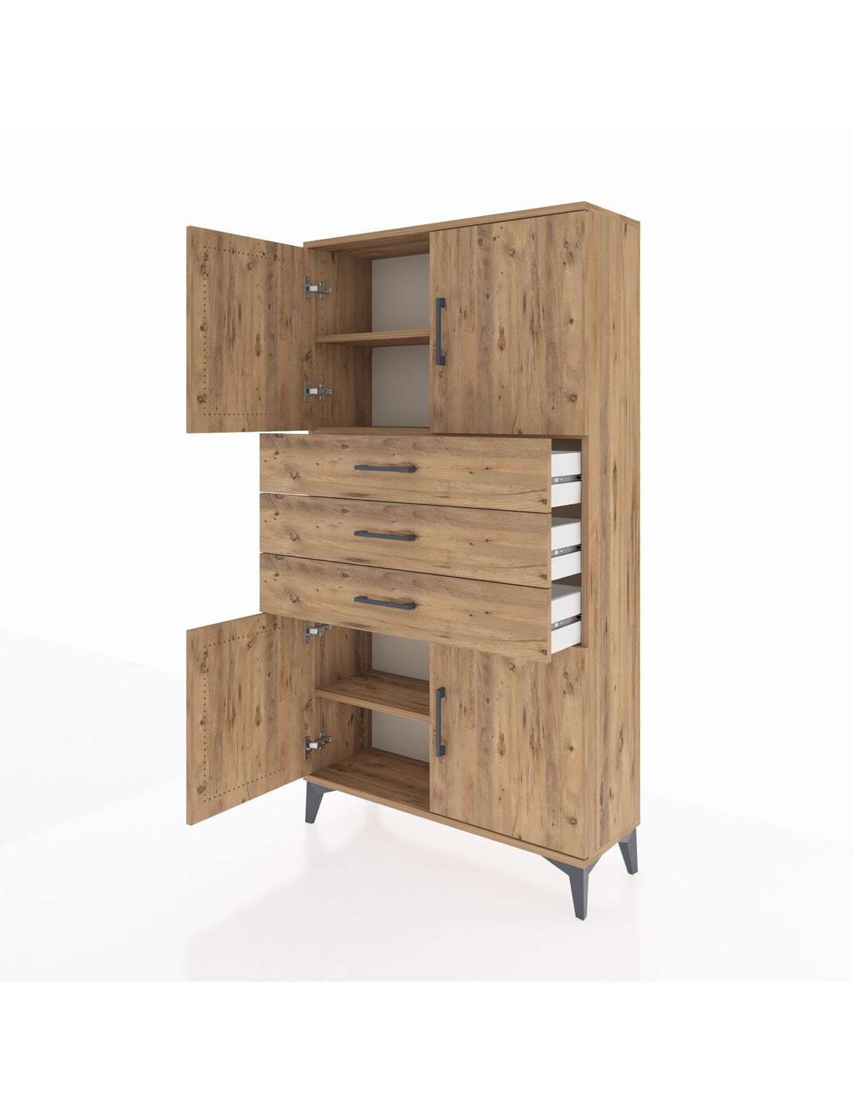 Arges Dolap 3 Raflı 3 Çekmeceli 4 Kapaklı 88x30x163 - S21M095V9A