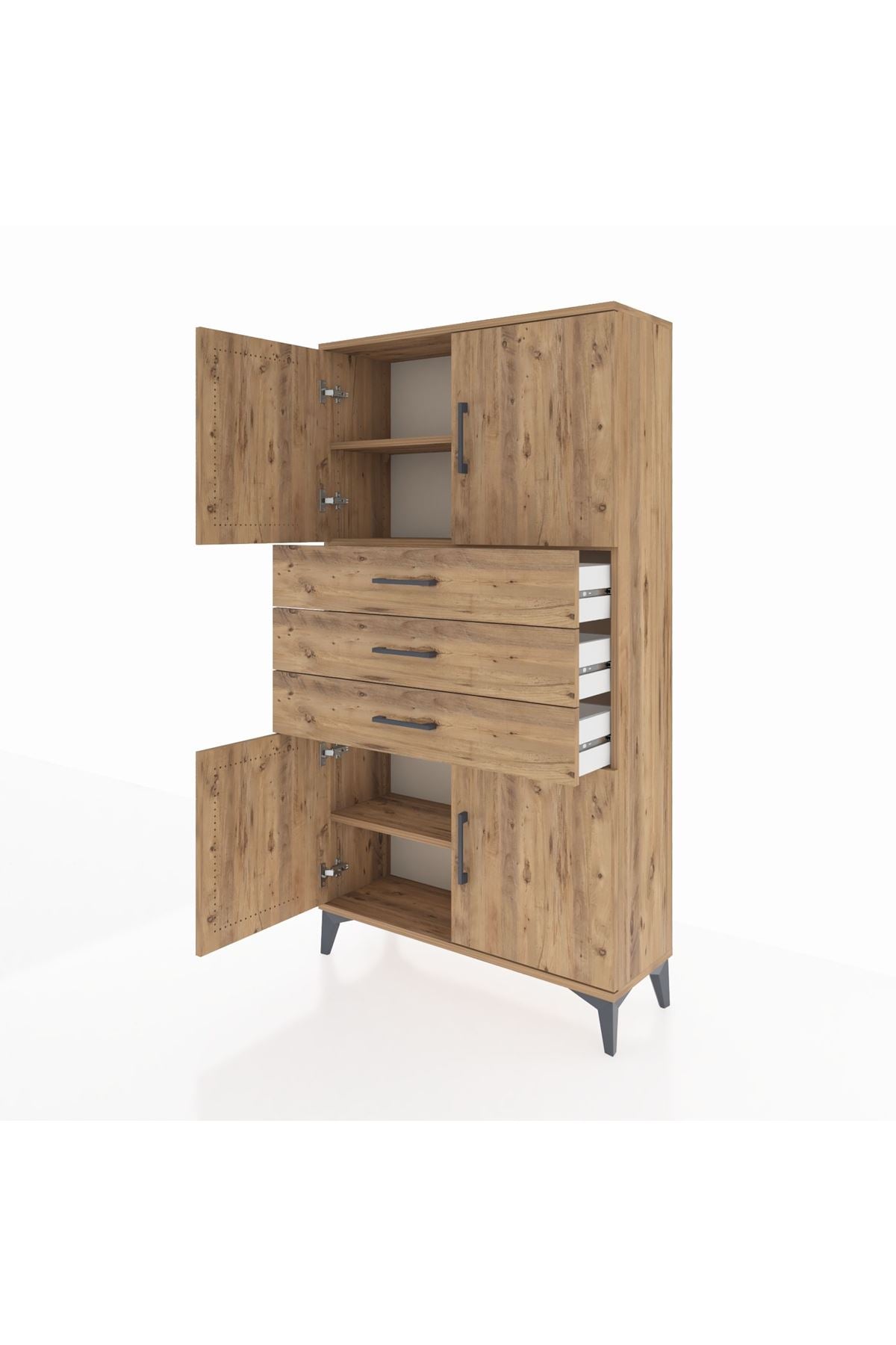 Arges Dolap 3 Raflı 3 Çekmeceli 4 Kapaklı 88x30x163 - S21M095V9A
