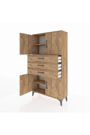 Arges Dolap 3 Raflı 3 Çekmeceli 4 Kapaklı 88x30x163 - S21M095V9A