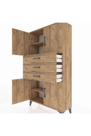 Arges Dolap 3 Raflı 3 Çekmeceli 4 Kapaklı 88x30x163 - S21M095V9A