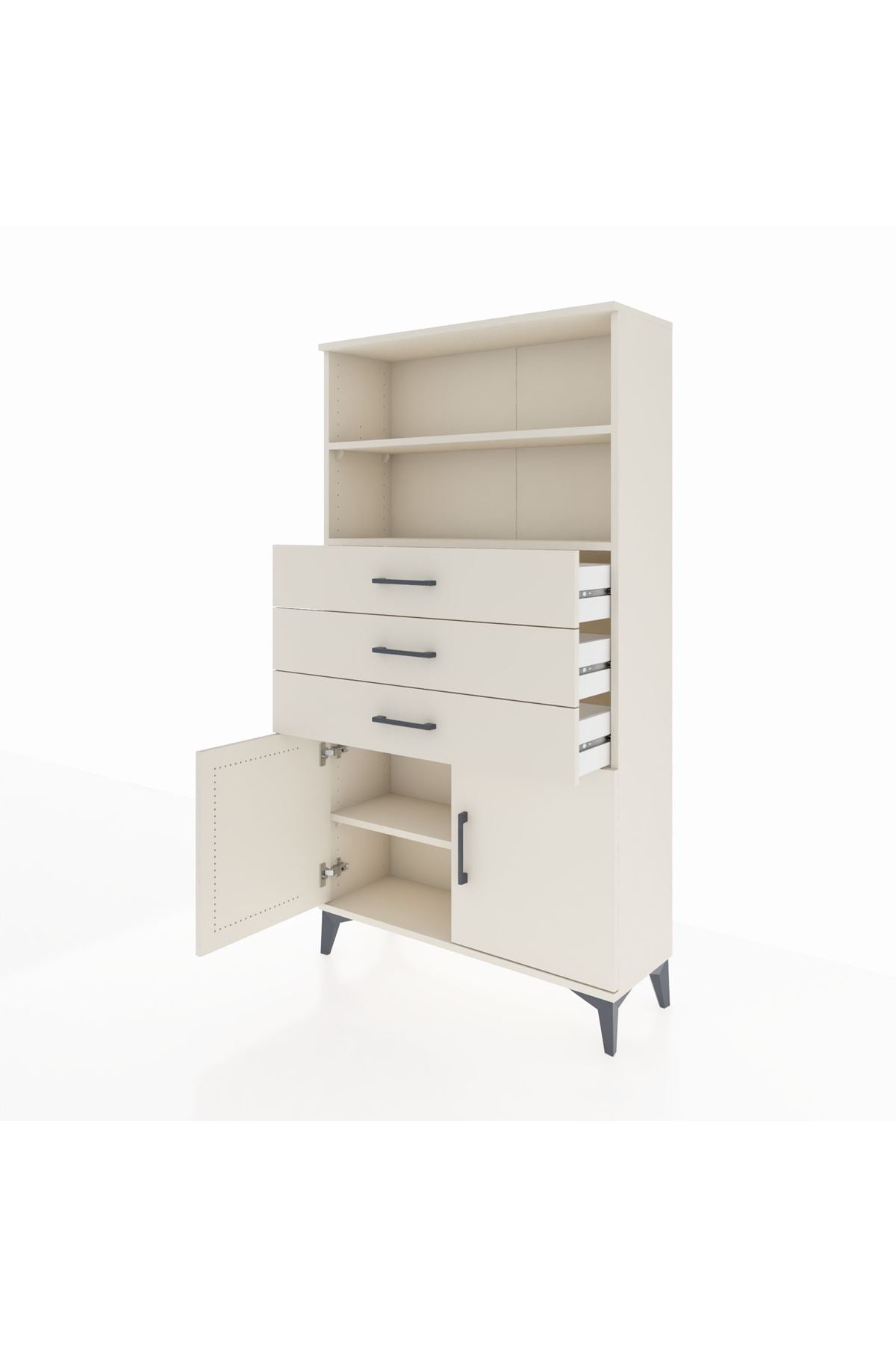 Arges Dolap 3 Raflı 3 Çekmeceli 2 Kapaklı 88x30x163 - S21M096V1A