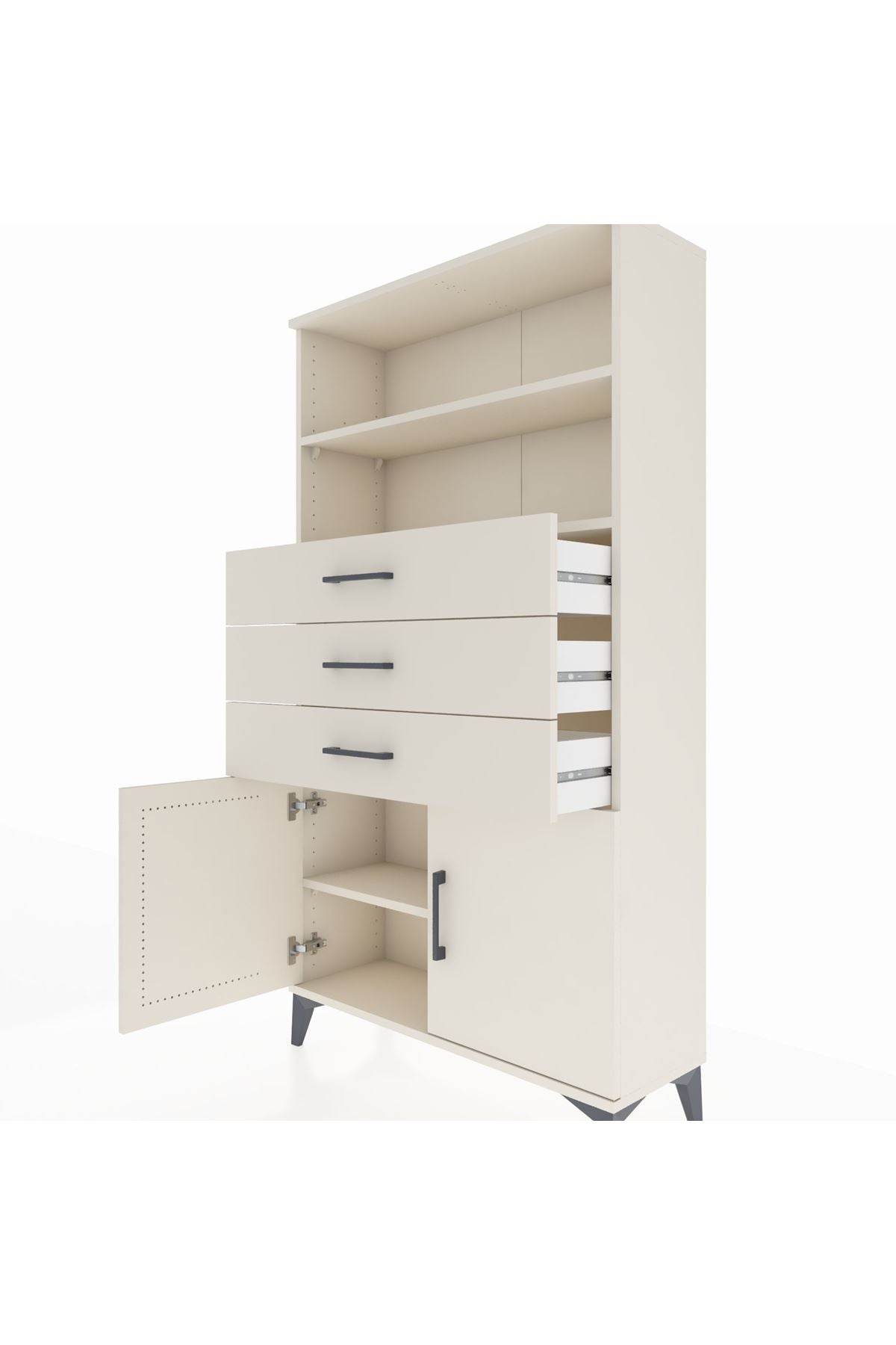 Arges Dolap 3 Raflı 3 Çekmeceli 2 Kapaklı 88x30x163 - S21M096V1A