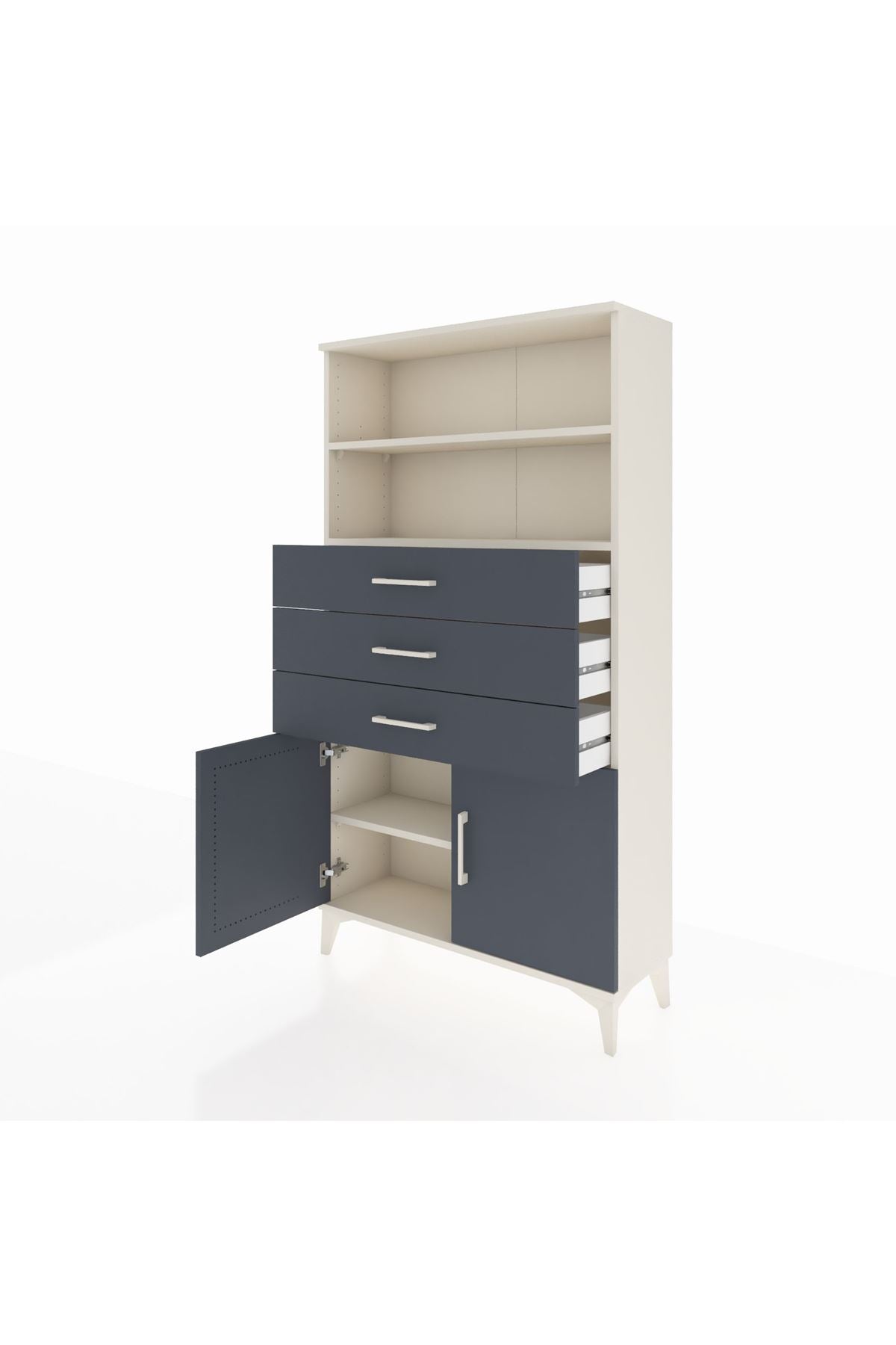 Arges Dolap 3 Raflı 3 Çekmeceli 2 Kapaklı 88x30x163 - S21M096V2A