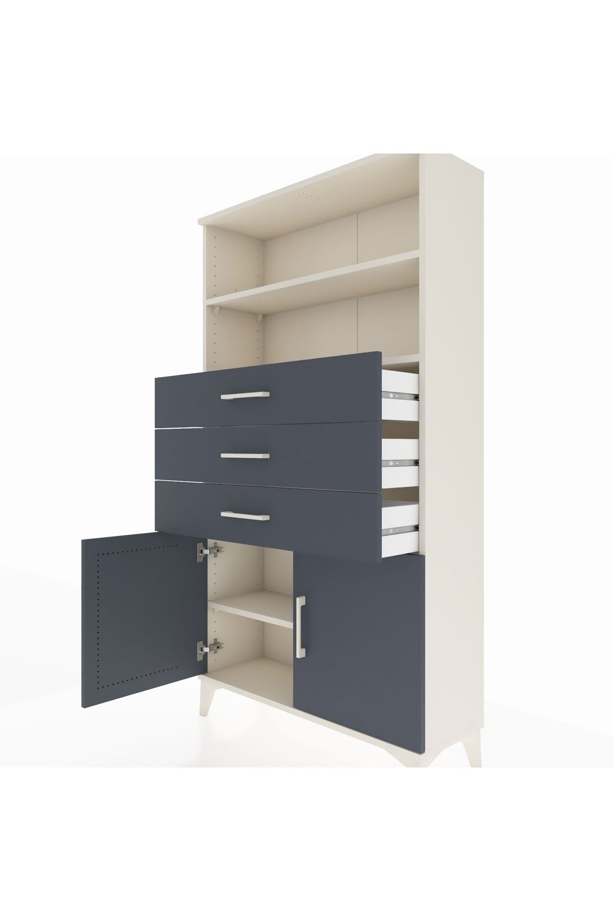 Arges Dolap 3 Raflı 3 Çekmeceli 2 Kapaklı 88x30x163 - S21M096V2A