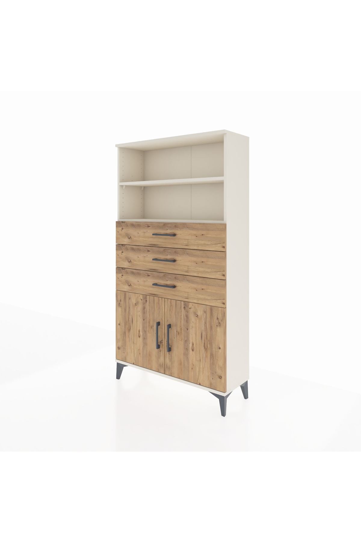 Arges Dolap 3 Raflı 3 Çekmeceli 2 Kapaklı 88x30x163 - S21M096V3A