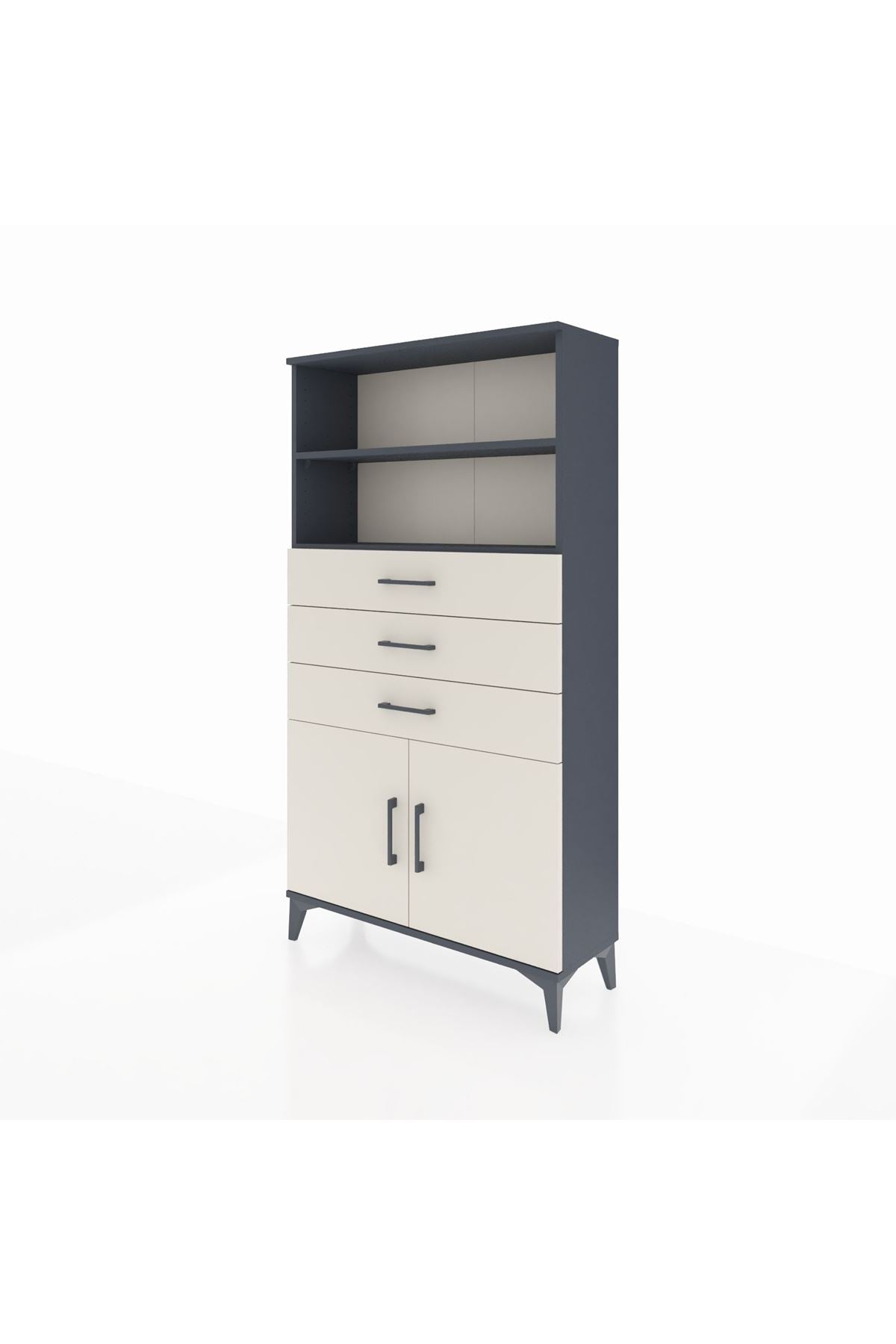 Arges Dolap 3 Raflı 3 Çekmeceli 2 Kapaklı 88x30x163 - S21M096V4A