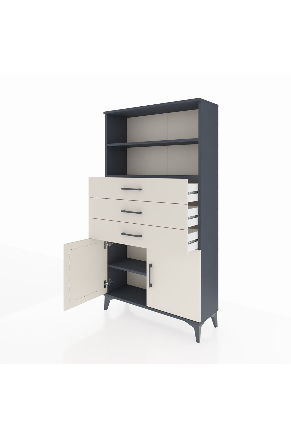 Arges Dolap 3 Raflı 3 Çekmeceli 2 Kapaklı 88x30x163 - S21M096V4A