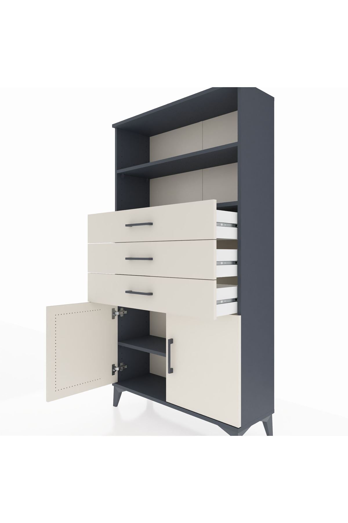 Arges Dolap 3 Raflı 3 Çekmeceli 2 Kapaklı 88x30x163 - S21M096V4A