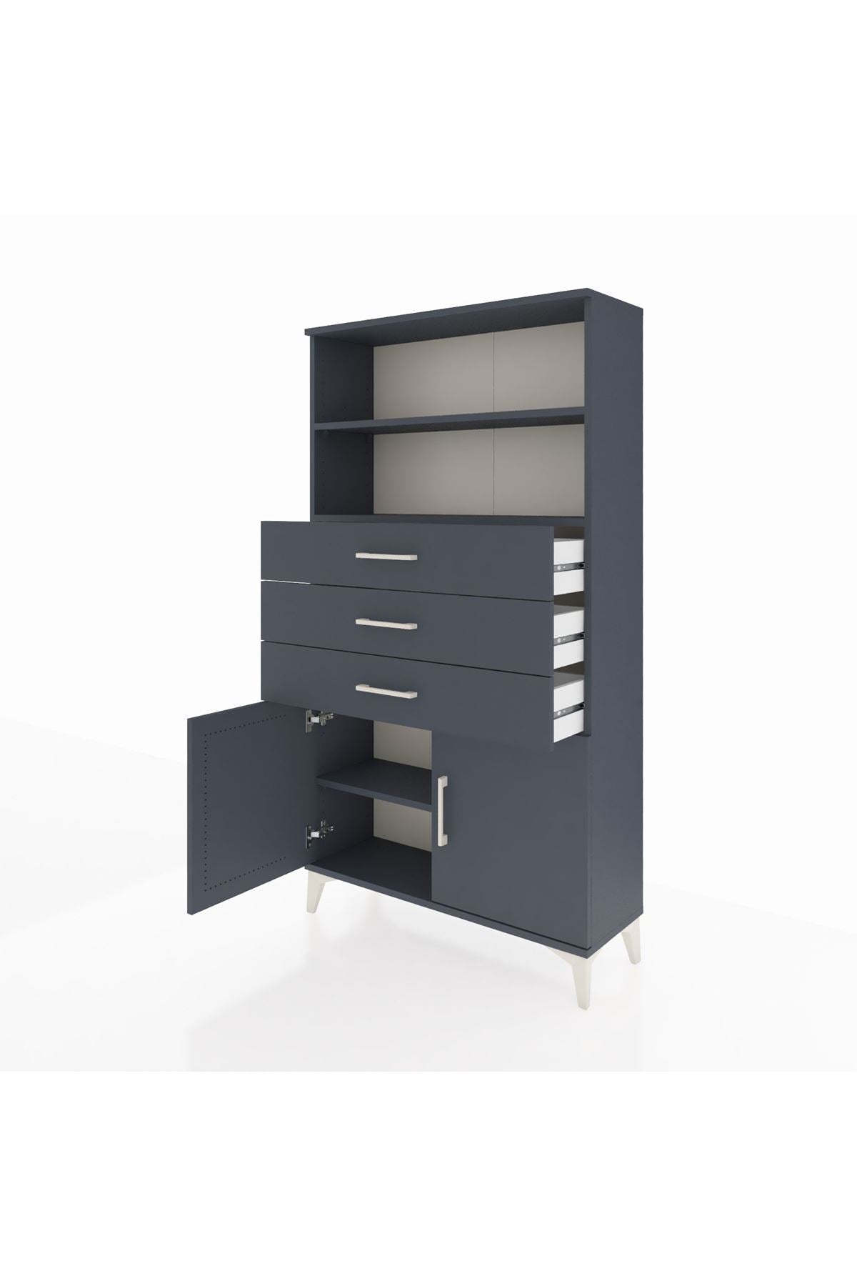 Arges Dolap 3 Raflı 3 Çekmeceli 2 Kapaklı 88x30x163 - S21M096V5A