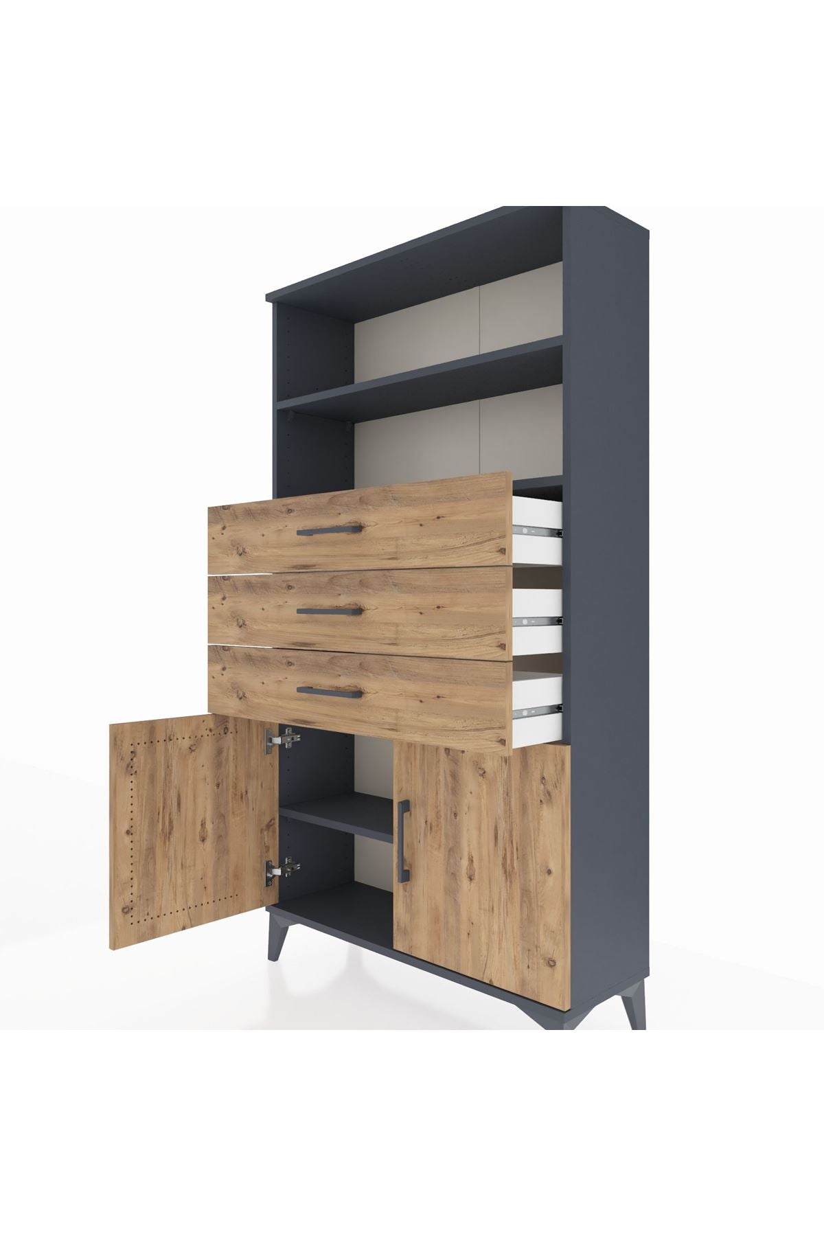 Arges Dolap 3 Raflı 3 Çekmeceli 2 Kapaklı 88x30x163 - S21M096V6A