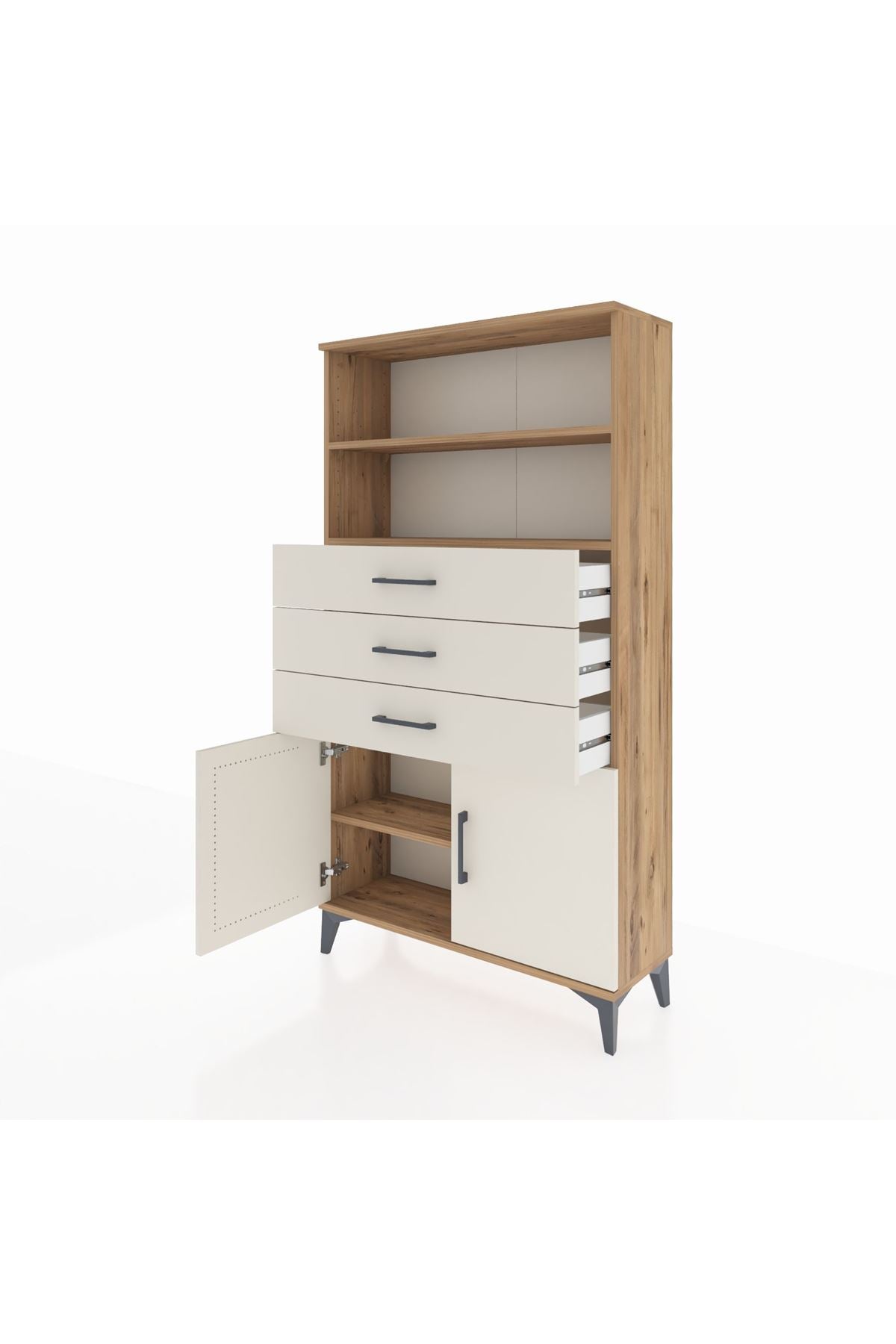 Arges Dolap 3 Raflı 3 Çekmeceli 2 Kapaklı 88x30x163 - S21M096V7A