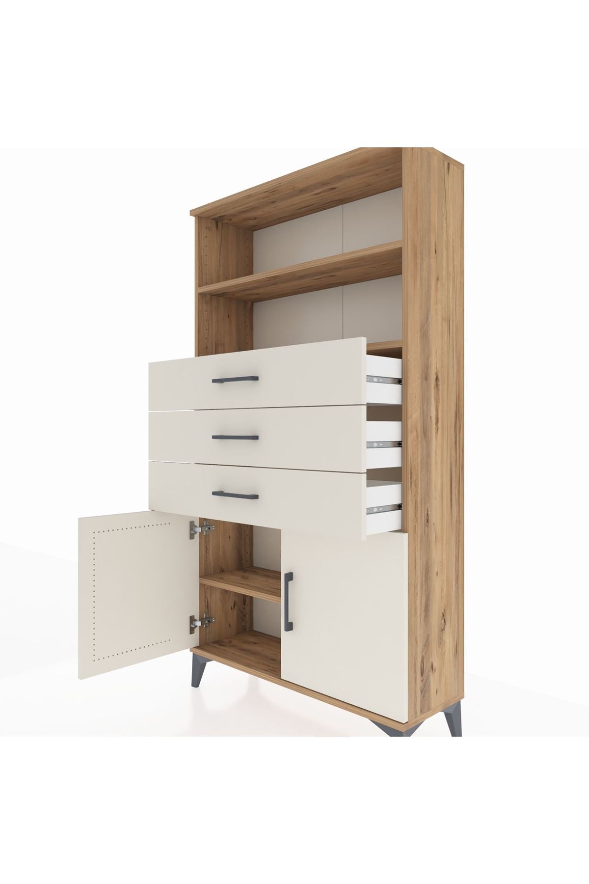 Arges Dolap 3 Raflı 3 Çekmeceli 2 Kapaklı 88x30x163 - S21M096V7A