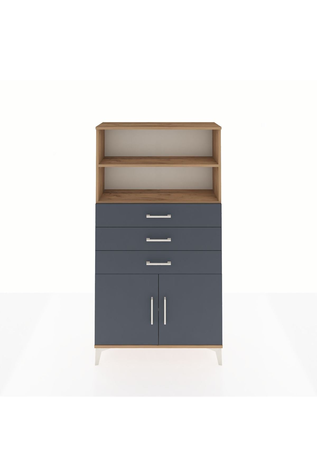 Arges Dolap 3 Raflı 3 Çekmeceli 2 Kapaklı 88x30x163 - S21M096V8A