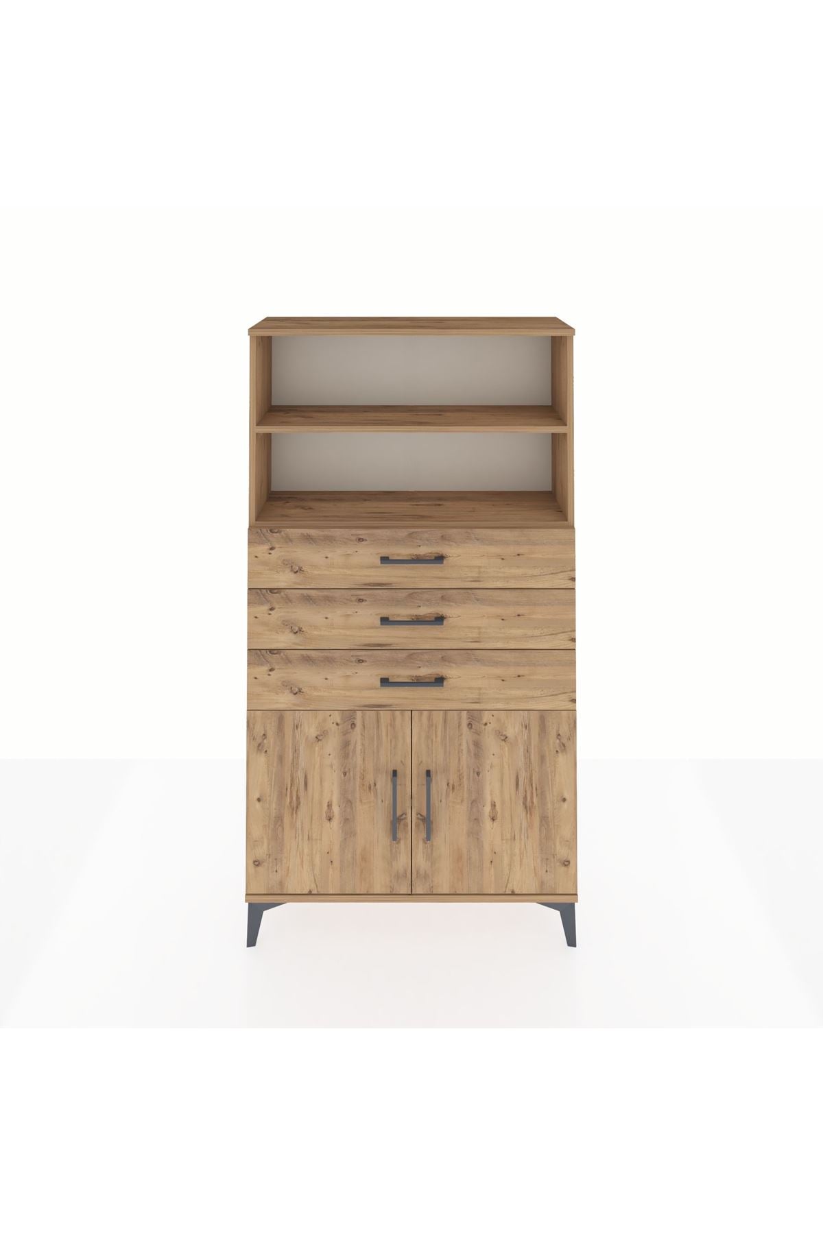 Arges Dolap 3 Raflı 3 Çekmeceli 2 Kapaklı 88x30x163 - S21M096V9A