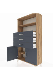 Arges Dolap 3 Raflı 3 Çekmeceli 2 Kapaklı 88x30x163 - S21M096V8A