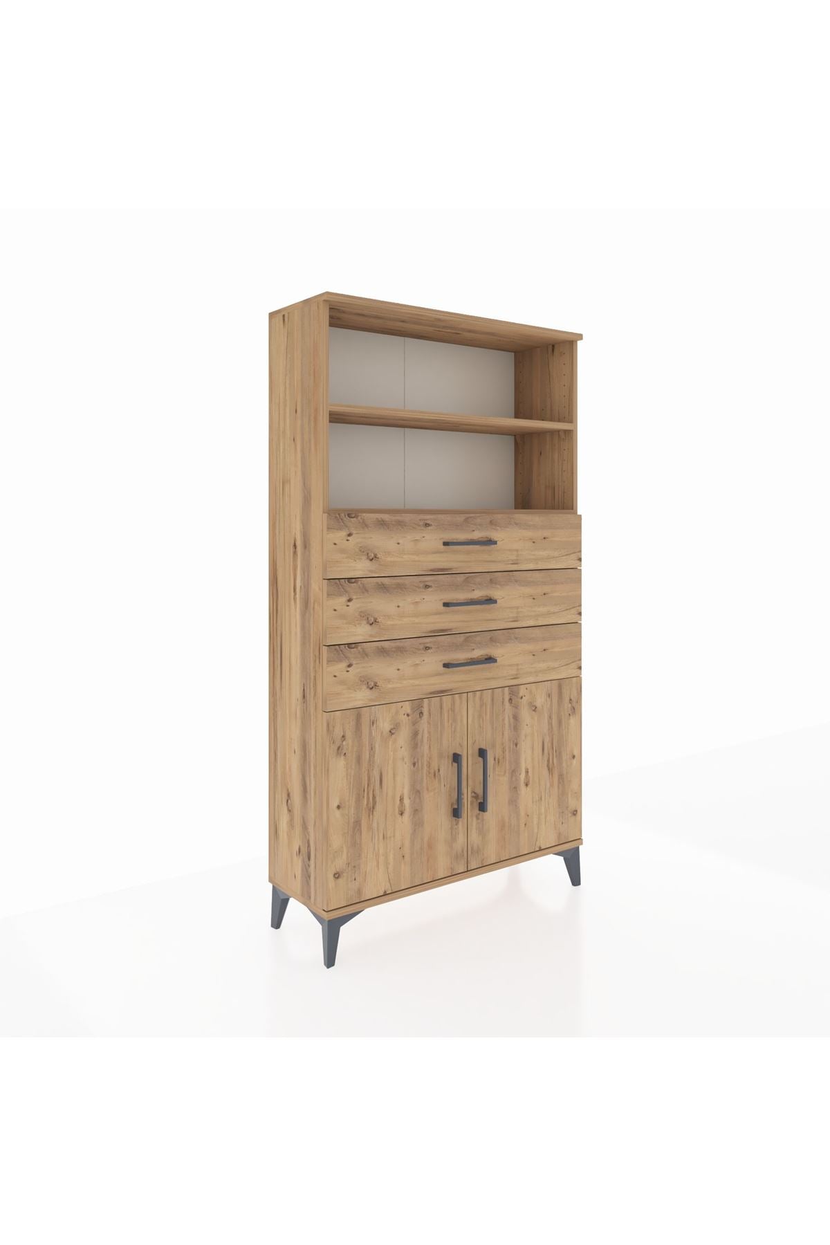 Arges Dolap 3 Raflı 3 Çekmeceli 2 Kapaklı 88x30x163 - S21M096V9A