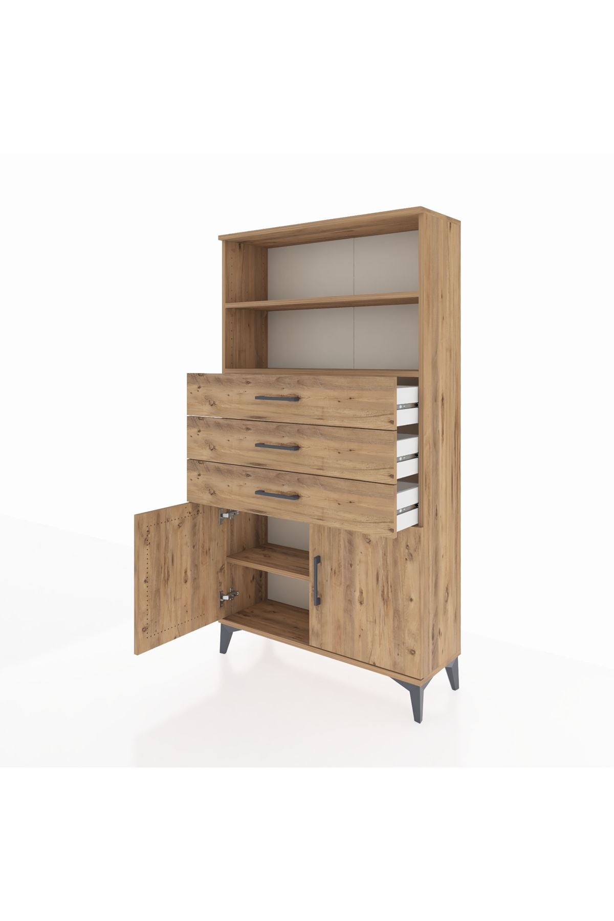 Arges Dolap 3 Raflı 3 Çekmeceli 2 Kapaklı 88x30x163 - S21M096V9A