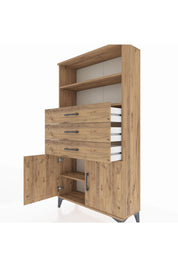 Arges Dolap 3 Raflı 3 Çekmeceli 2 Kapaklı 88x30x163 - S21M096V9A
