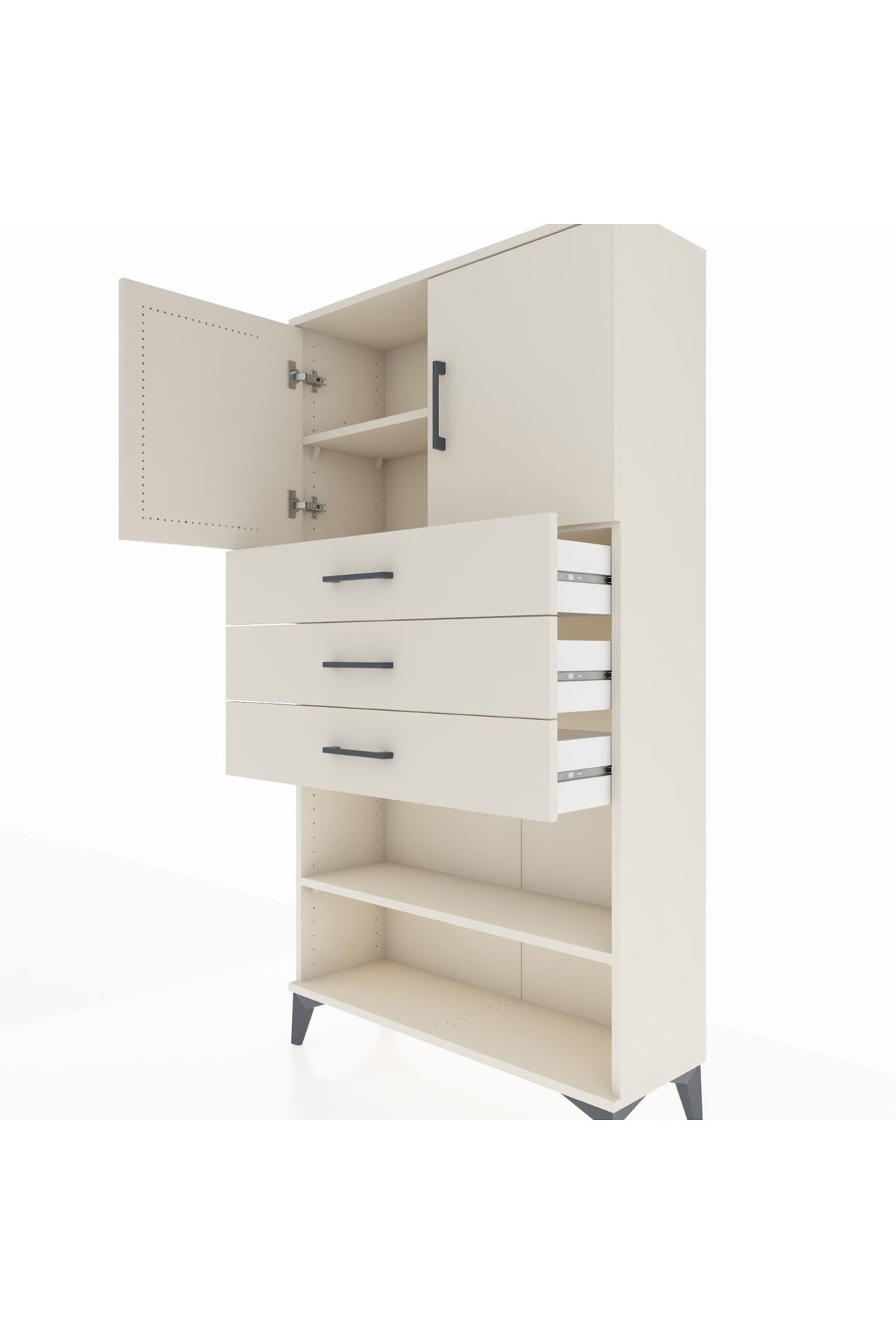 Arges Dolap 3 Raflı 3 Çekmeceli 2 Kapaklı 88x30x163 - S21M097V1A